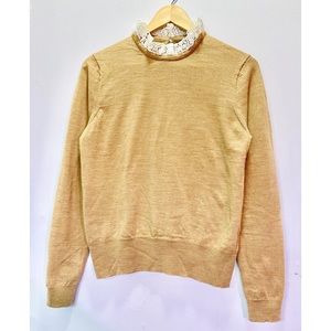 J Crew Women's Brown Ruffled Turtleneck Sweater Sz M